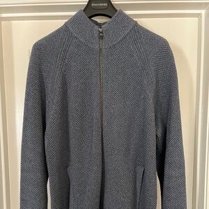 Banana Republic Supima Cotton Full-Zip Sweater – Textured Blue (XL)